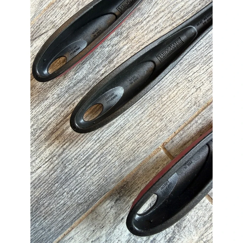 Tailor Made Kitchen Utensil Set 3 pc Black Red Nylon Slotted Spoons Turner USA